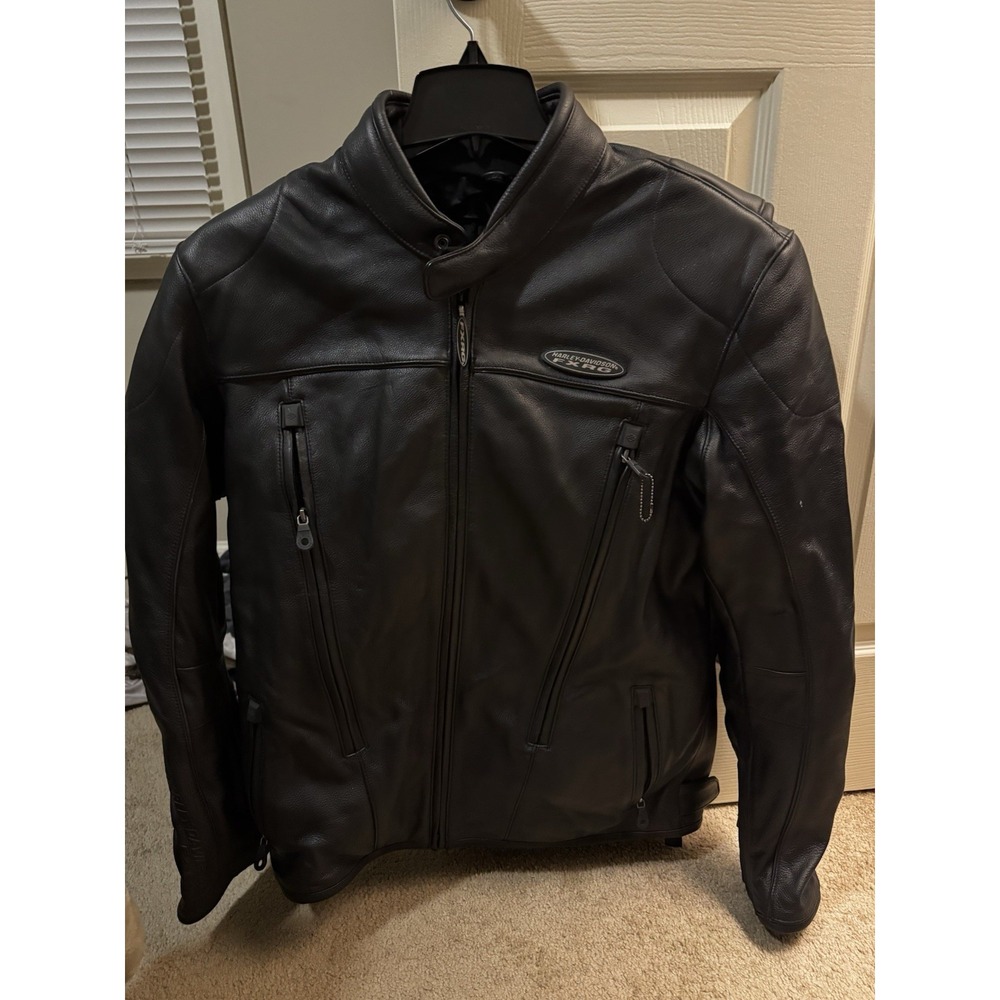 Harley-Davidson FXRG Black Leather Motorcycle Jacket Tall Large